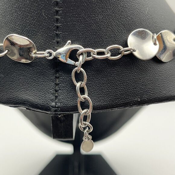 Vintage Milor Stainless Steel China Round Hammered Disc Necklace - Picture 5 of 6